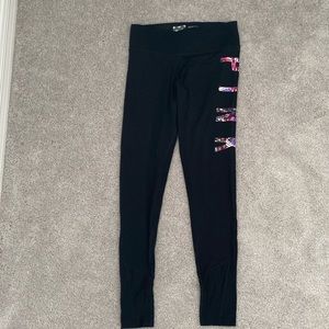 Pink by Victoria Secret Black Full Length Yoga Leggings Size Small
